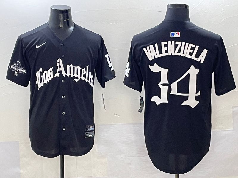 Men Los Angeles Dodgers #34 Valenzuela Black Five generations Joint Name 2025 Nike MLB Jersey style 32->los angeles dodgers->MLB Jersey